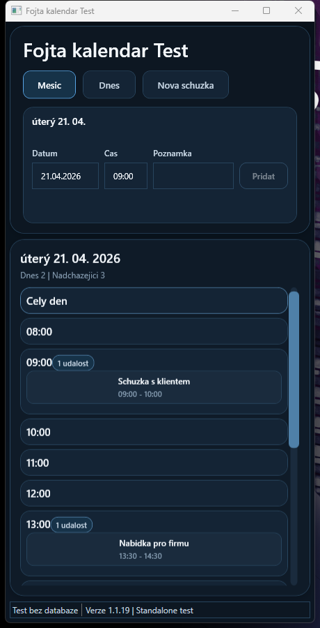 Ukázka projektu Fojta kalendář